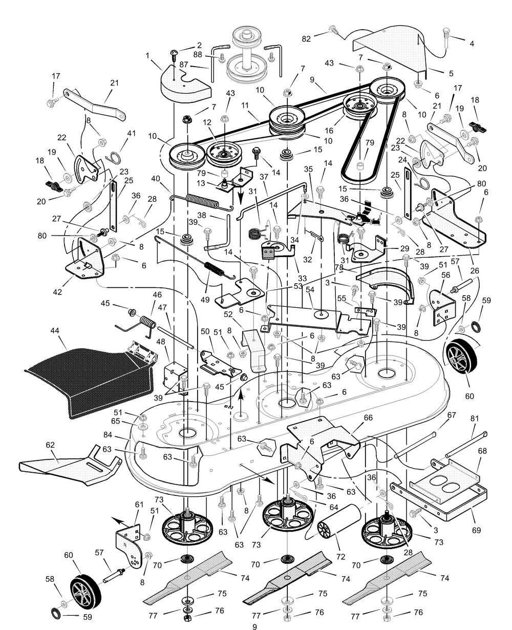 Mower Housing Diagram and Parts List for 465601X50B 2003 Briggs and Stratton Lawn Tractor